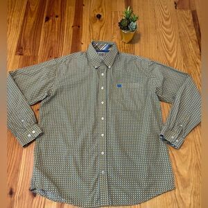 Cinch Mens Western Button Down Long Sleeve Geometric Size MED Rodeo Yellow Blue
